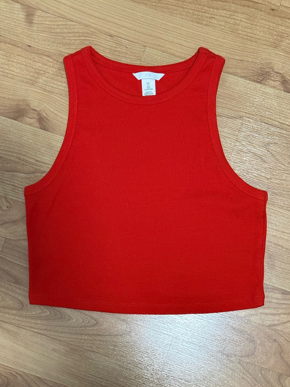 Red Ribbed Crop Tank Top